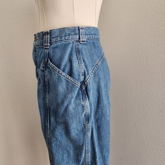 Vintage 80s Lee High Waisted Tapered Pleated Denim Jeans 90s Mom Jeans USA 2 - Picture 5 of 12